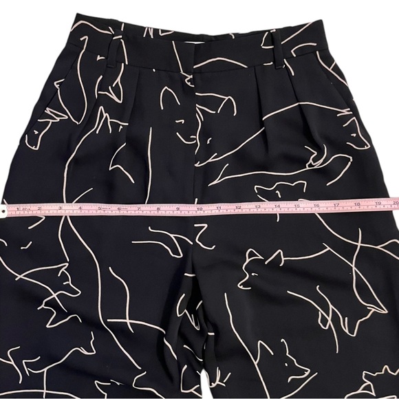 Babaton Pants Fox Print Sz 2 Black Tan Classic Baggy Fit‎ Tapered Leg Aritzia - Picture 13 of 16